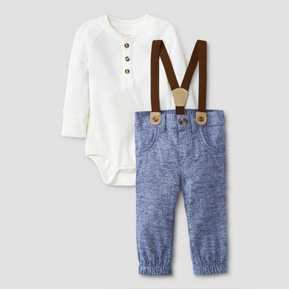 CAT & JACK BABY Boys 2-Piece Suspender Outfit NWT | Size 18 Months